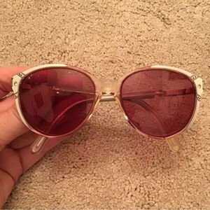 Vintage LUXOTTICA Paola White Studded Sunglasses